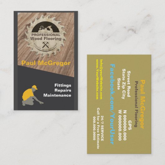 Cartão De Visita Professional Flooring 名刺 (正面/裏面)