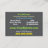 Cartão De Visita Professional Outdoor Carpenter Bu 名刺 (裏面)