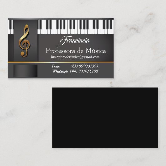 Cartão de Visita Professor Musica 名刺 (正面/裏面)
