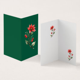 Cartão de visitas  Natal verde e Flores Vermelhas[ 名刺