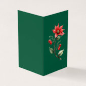 Cartão de visitas Natal verde e Flores Vermelhas[ 名刺 (外部)