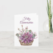 Cartão em Portugues: Birthday Card with flowers カード (正面)