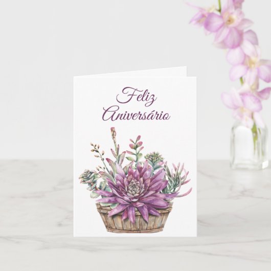 Cartão em Portugues: Birthday Card with flowers カード (蘭)