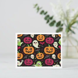 Cartão postal Halloween abóboras e fantasminhas ポストカード
