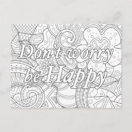 Carte à colorier mandala don't worry be happy ポストカード