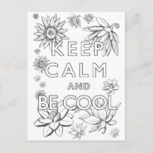 Carte à colorier mandala keep calm and be cool