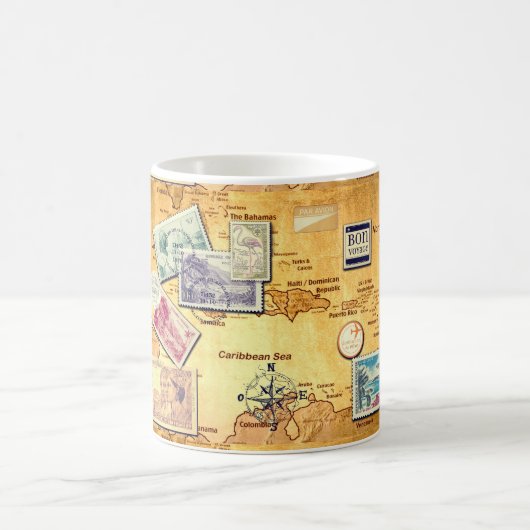 carte ancienne de la Caraïbes コーヒーマグカップ (中央)