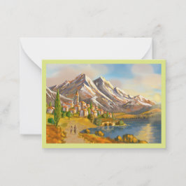 Carte avec montagne et lac, avec enveloppe ノートカード