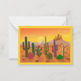 Carte cactus et montagne couleurs chaudes. ノートカード