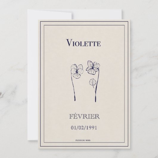 Carte cadeau fleur de naissance février violette シーズンカード (正面)