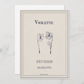Carte cadeau fleur de naissance février violette シーズンカード (正面/裏面)
