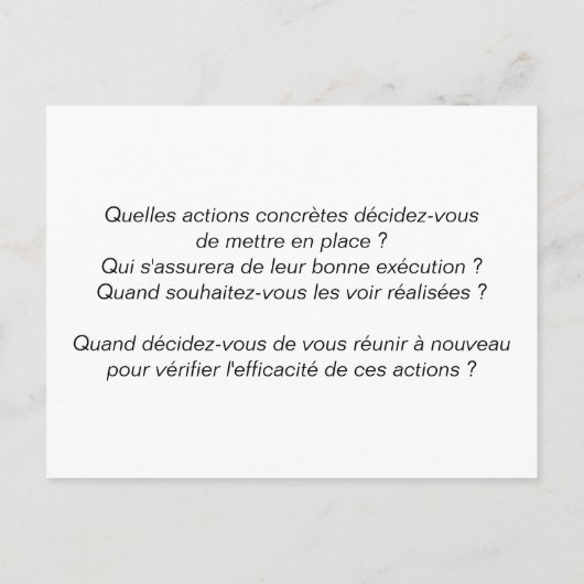 Carte coaching d'équipe "6/6 : Action !" ポストカード (裏面)