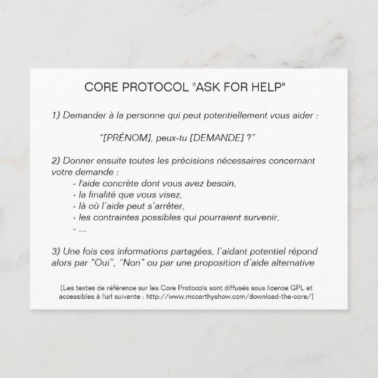 Carte Core Protocol : Ask For Help ポストカード (裏面)