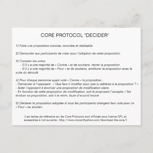 Carte Core Protocol : Decider ポストカード (裏面)