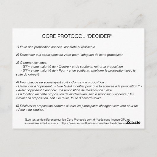 Carte Core Protocol : Decider ポストカード (裏面)