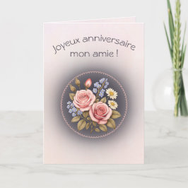 Carte d'anniversaire pliée, rose et myosotis  カード