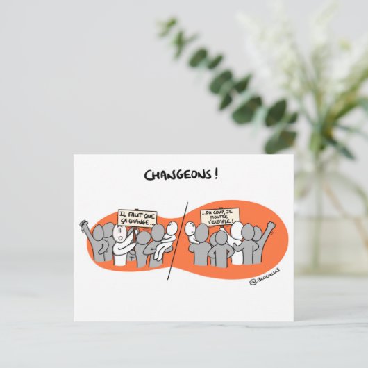 Carte de Coachingの「Changeons par l'exemple!」 ポストカード (スタンド正面)