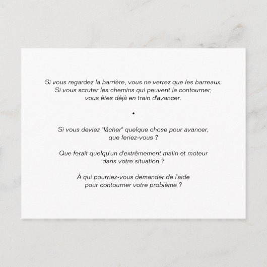 Carte de Coaching "Hackez vos obstacles !" ポストカード (裏面)