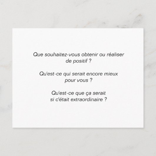 Carte de coaching "Objectifs positifs" ポストカード (裏面)