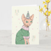 Carte de Fête - Chat Sphynx カード (黄色い花)