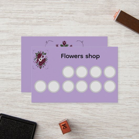 Carte de Fidélité US Fleuriste - Violettes ロイヤリティカード (正面/裏面インサイチュ)