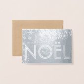Carte de Noël Argent personnalisable Photo 箔カード (封筒付き正面)