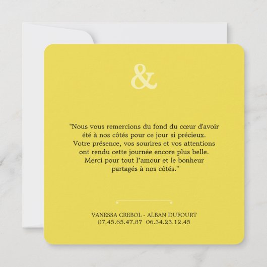 Carte de remerciement "Flavus" (裏面)