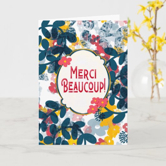 Carte de remerciement florale – Merci Beaucoup カード (黄色い花)