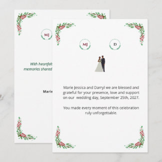 Carte de remerciement mariage サンキューカード