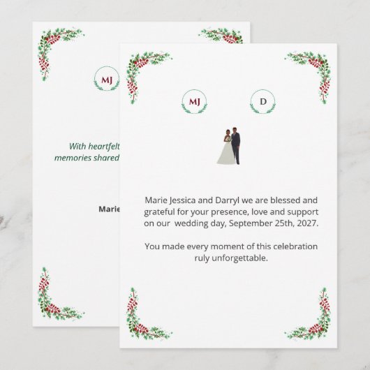 Carte de remerciement mariage サンキューカード (正面/裏面)