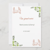 Carte de Remerciement Mariage - Colombes 招待状 (正面)