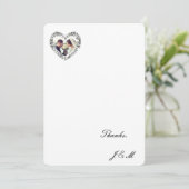 Carte de remerciement mariage noir et blanc coeur  サンキューカード (スタンド正面)