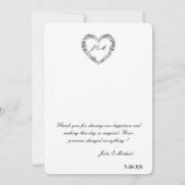Carte de remerciement mariage noir et blanc coeur  サンキューカード (裏面)