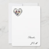 Carte de remerciement mariage noir et blanc coeur  サンキューカード (正面)