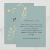 Carte de remerciement simple,mariage floral サンキューカード (正面/裏面)