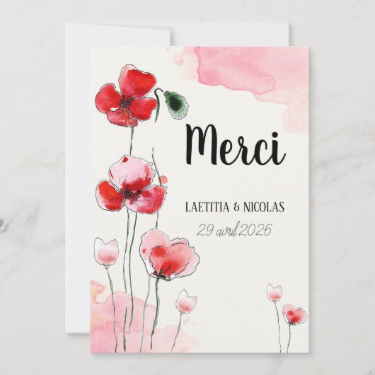 Carte de Remerciements "Coquelicots" サンキューカード (正面)