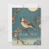 Carte De Remerciements Moonlit Bird on Blossom Bra サンキューカード (正面)