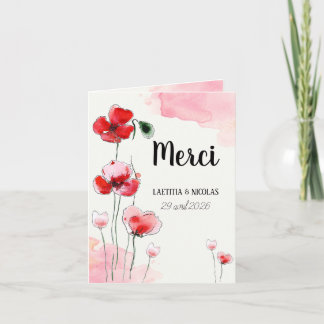 Carte de remerciements pliée "Coquelicots" サンキューカード