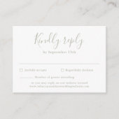 Carte de réponse de mariage verte sauge minimalist エンクロージャーカード (正面)