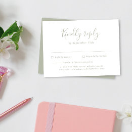 Carte de réponse de mariage verte sauge minimalist エンクロージャーカード