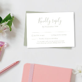 Carte de réponse de mariage verte sauge minimalist エンクロージャーカード