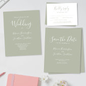 Carte de réponse de mariage verte sauge minimalist エンクロージャーカード
