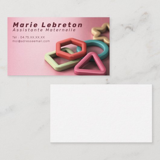 Carte de visite assistante maternelle ou nounou. 名刺 (正面/裏面)