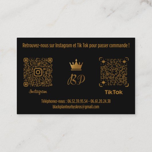 Carte de Visite BLALCK PLANTEUR V1 名刺 (裏面)