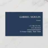 CARTE DE VISITE BLEU MARINE AVEC INITIALES  名刺 (裏面)