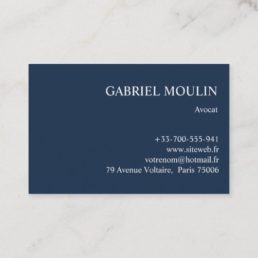 CARTE DE VISITE BLEU MARINE AVEC INITIALES  名刺 (裏面)