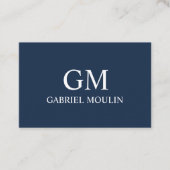 CARTE DE VISITE BLEU MARINE AVEC INITIALES  名刺 (正面)