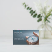 Carte de visite boussole fond bleu, consulting. 名刺 (スタンド正面)