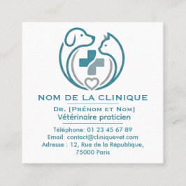 Carte de Visite Carrée Vétérinaire Personnalisable スクエア名刺