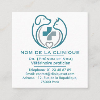 Carte de Visite Carrée Vétérinaire Personnalisable スクエア名刺